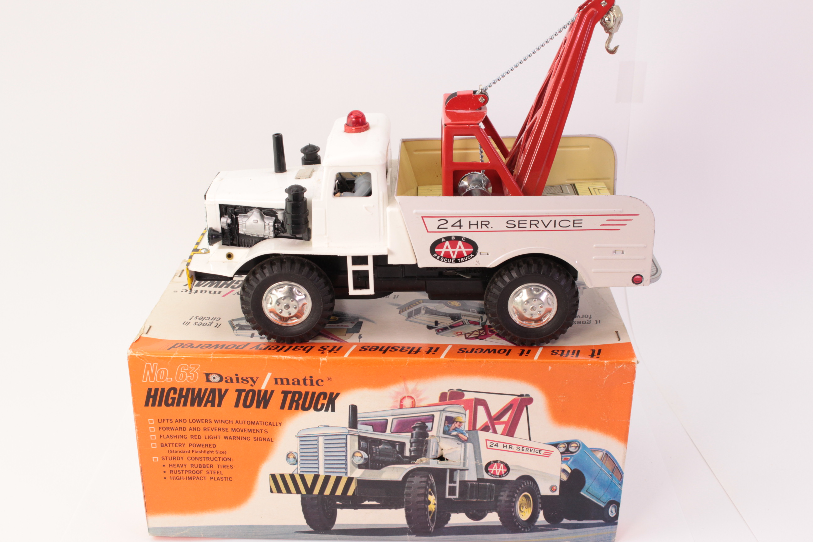 red tow truck toy